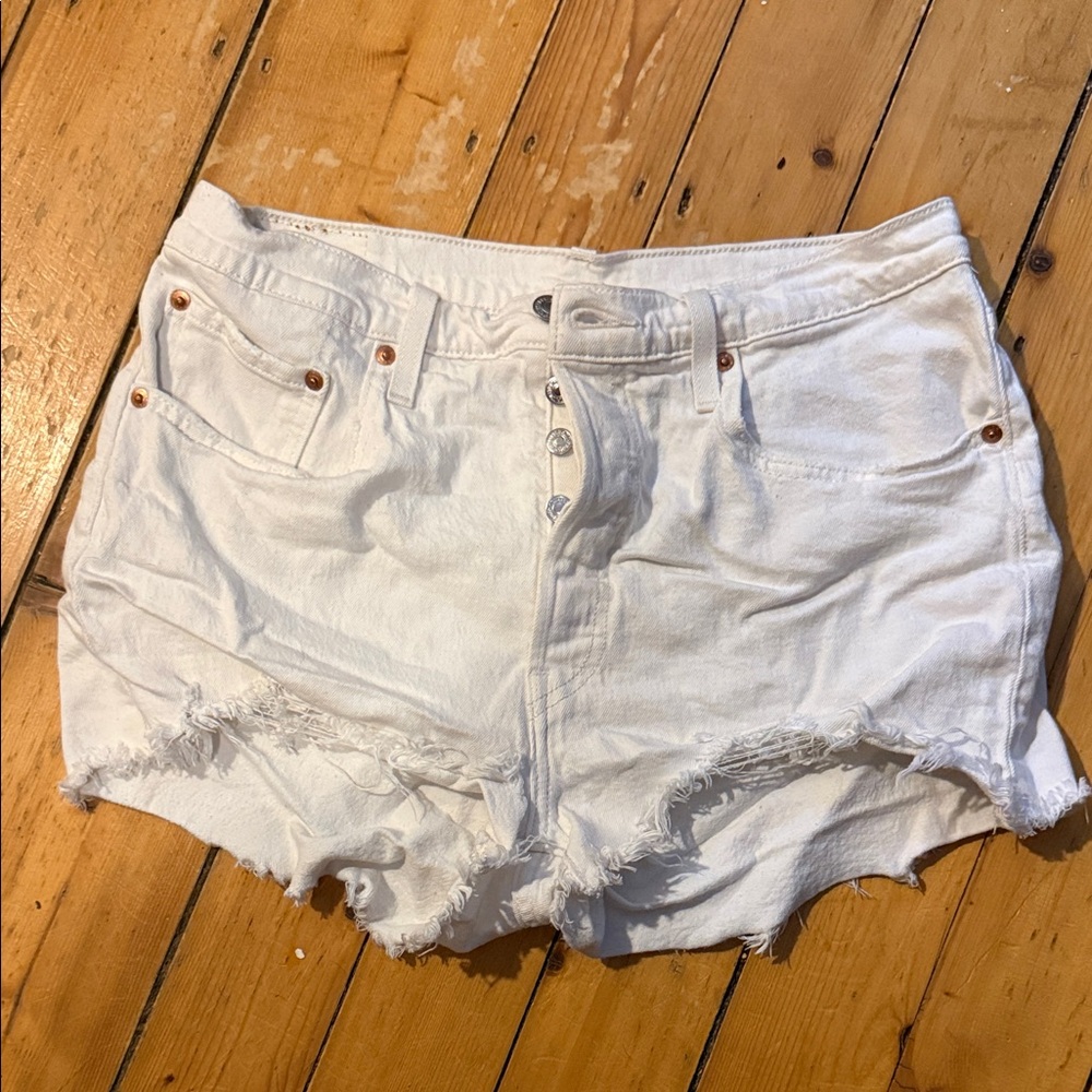 Levi’s 501 White Distressed Denim Women's Shorts